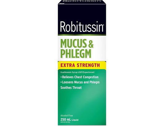 Robitussin Mucus & Phlegm Extra Strength Syrup, Cherry Flavour 250 mL
