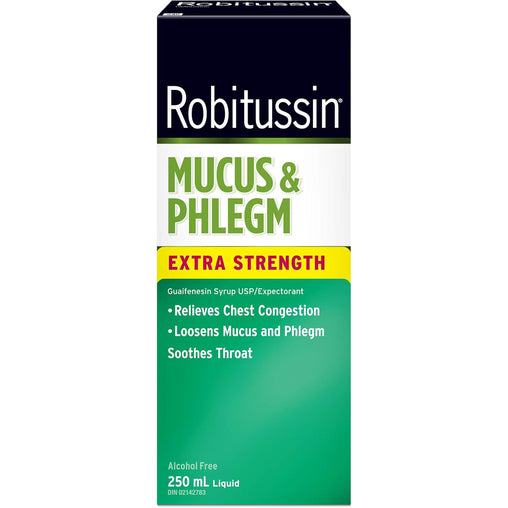 Robitussin Mucus & Phlegm Extra Strength Syrup, Cherry Flavour 250 mL
