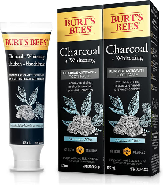 Burt's Bees Charcoal Fluoride Toothpaste, Mountain Mint, 105 mL