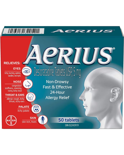 Aerius Fast Relief 24-Hour Non-Drowsy 5 mg – 50 Tablets