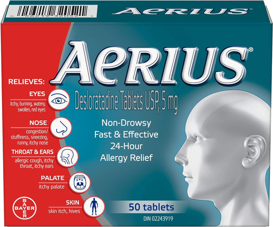 Aerius Fast Relief 24-Hour Non-Drowsy 5 mg, 50 ct