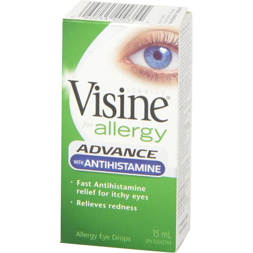 Visine Advance with Antihistamine Eye Drops for Allergy Relief – 15 mL