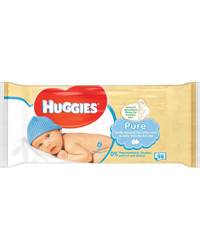 Huggies Pure Gentle Cleaning Baby Wipes, 56 Count