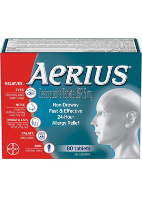 Aerius Fast Relief 24-Hour Non-Drowsy 5 mg, 80 ct