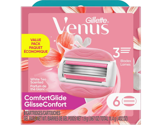 Gillette Venus ComfortGlide Razor Blade Refills White Tea, 6 ct
