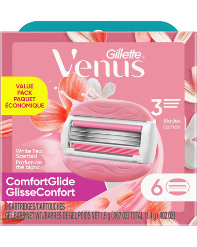 Gillette Venus ComfortGlide Razor Blade Refills White Tea, 6 ct