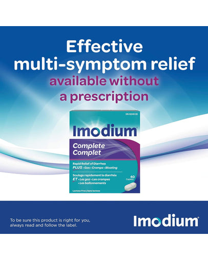 Imodium Complete Antidiarrheal and Gas Relief Caplets, 40 Count