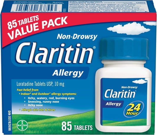 Claritin Allergy Medicine, 24-Hour Non-Drowsy Relief 10 mg, Value Pack, 85 Tablets