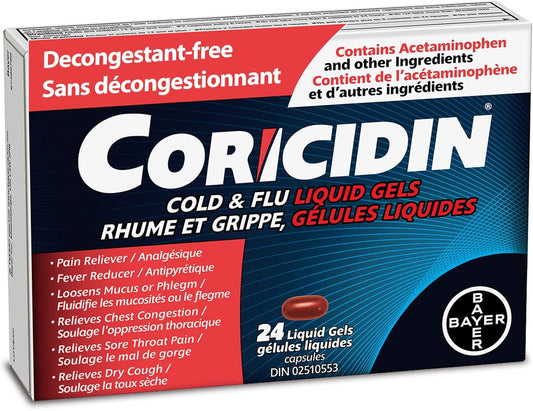 Coricidin Cold & Flu Liquid Gels – 24 Count