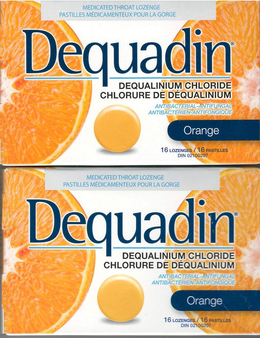 Dequadin Orange Anti-Bacteria Dequalinium Lozenges 2 Boxes of 16