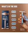 King C. Gillette Double Edge Safety Razor with Chrome Plated Handle & 5 Platinum-Coated Blades