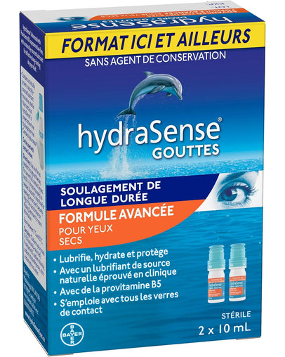 HydraSense Advanced Eye Drops For Dry Eyes, 2 x 10 mL