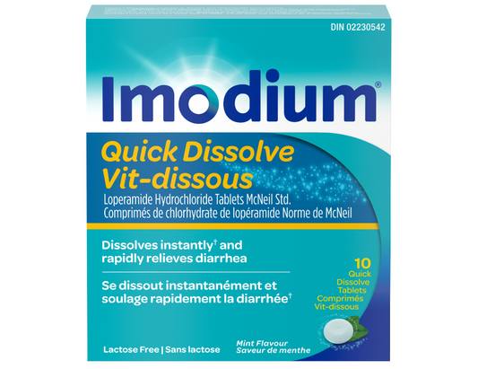 Imodium Quick Dissolve Mint, 2mg – 10 Tablets