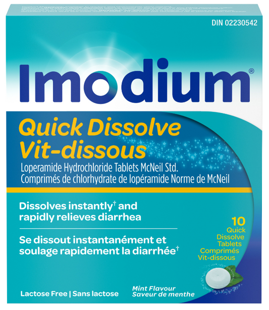 Imodium Quick Dissolve, Mint Flavour 10 Tablets