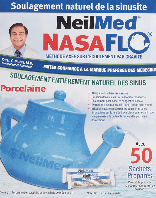 NeilMed Nasaflo Porcelain Neti Pot, 8 Ounce