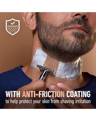 King C. Gillette Double Edge Safety Razor with Chrome Plated Handle & 5 Platinum-Coated Blades