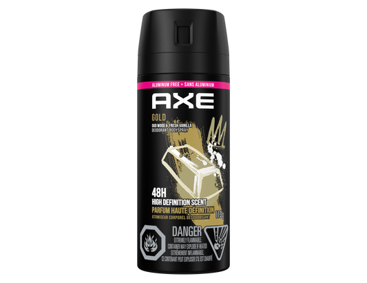 Axe Gold Deodorant Body Spray, Oud Wood & Fresh Vanilla - 113g