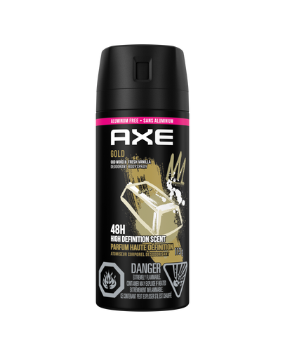 Axe Gold Deodorant Body Spray, Oud Wood & Fresh Vanilla - 113g
