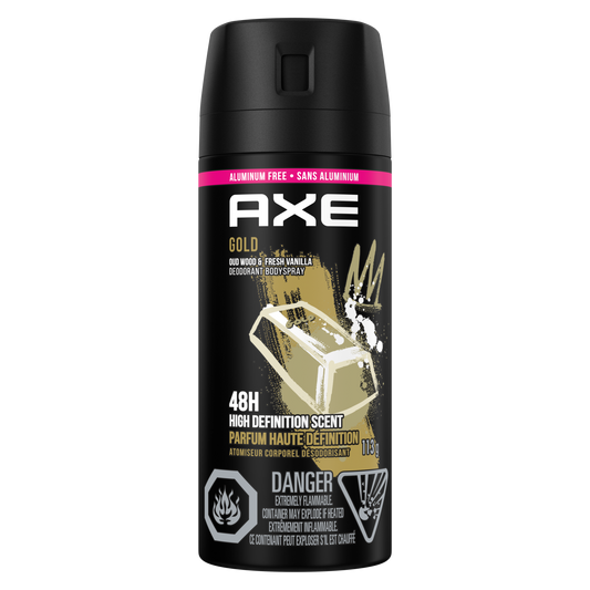 Axe Gold Deodorant Body Spray, Oud Wood & Fresh Vanilla 113g