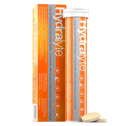 Hydralyte Effervescent  Orange Flavour Electrolyte Tablets, 20 ct