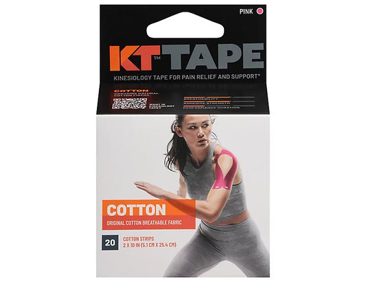 KT Tape Elastic Sports Tape Pink - 20 Pre-Cut Strips