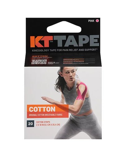 KT Tape Elastic Sports Tape Pink - 20 Pre-Cut Strips