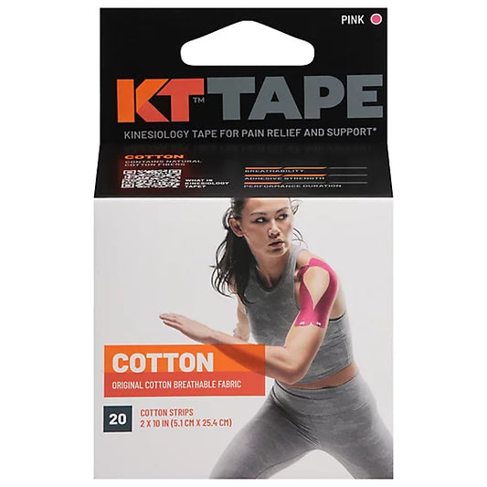KT Tape Elastic Sports Tape Pink - 20 Pre-Cut Strips