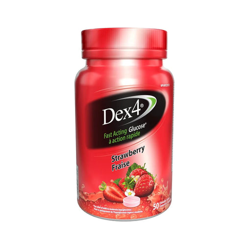 Dex4 Fast Acting Glucose Chewable Tablets, Strawberry, 50 Count