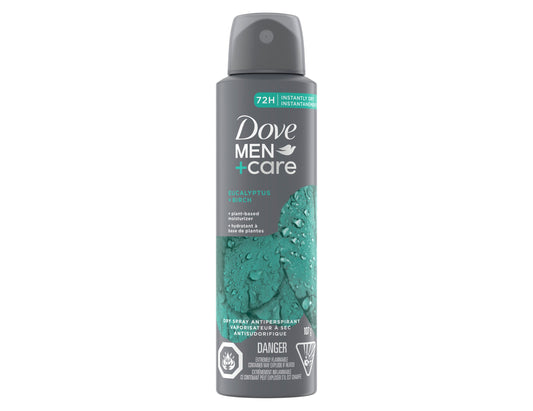 Dove Men+Care 0% Aluminum Deodorant Spray Eucalyptus + Birch, 113g