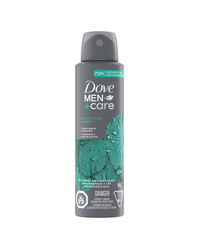Dove Men+Care 0% Aluminum Deodorant Spray Eucalyptus + Birch, 113g