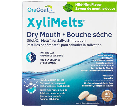 XyliMelts Stick-On Melts for Dry Mouth – Mild Mint, 40 ct