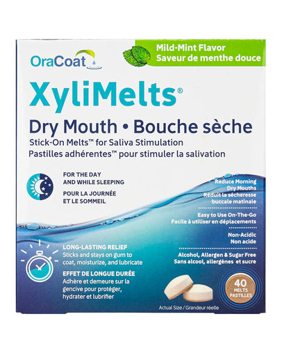 XyliMelts Stick-On Melts for Dry Mouth – Mild Mint, 40 ct