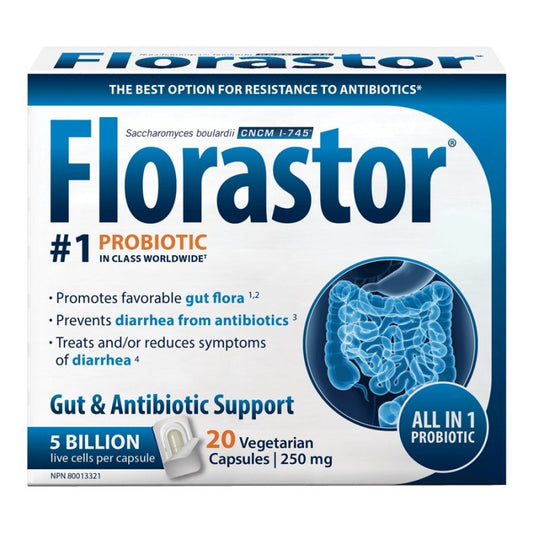 Florastor Probiotic Vegetarian Capsules, 20 ct