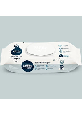 Millie Moon Sensitive Wipes, 72 Count – Gentle & Biodegradable Baby Wipes