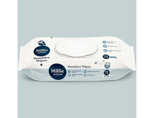 Millie Moon Sensitive Wipes, 72 Count – Gentle & Biodegradable Baby Wipes