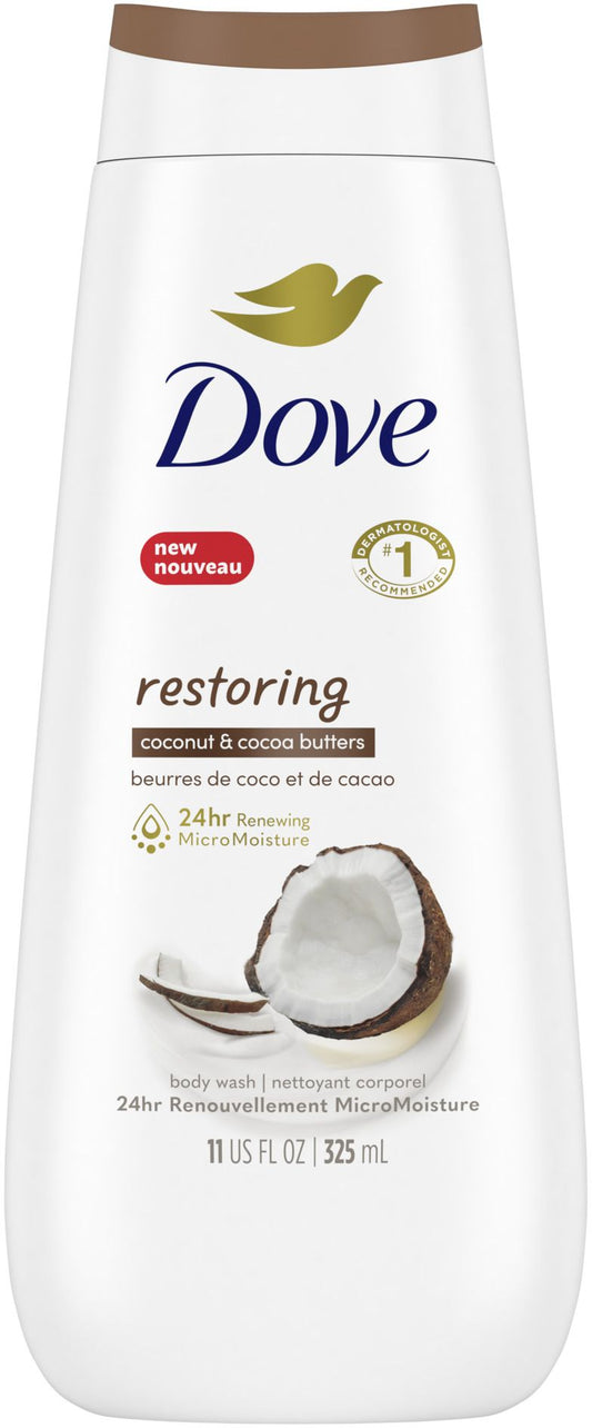 Dove Restoring Body Wash, Coconut & Cocoa Butters, 325 mL