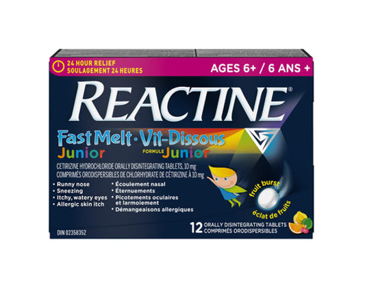 Reactine Junior Fast Melts Tablets, Fruit Burst 12