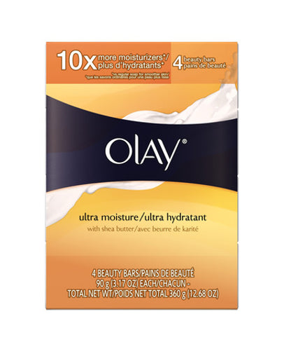 Olay Ultra Moisture Shea Butter Bars, 4 x 90g