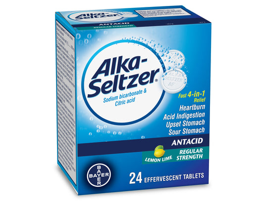 Alka-Seltzer Antacid Lemon Lime, 24 Effervescent Tablets
