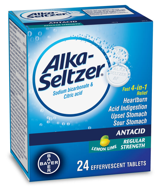 Alka-Seltzer Antacid, Lemon Lime 24 Effervescent Tablets