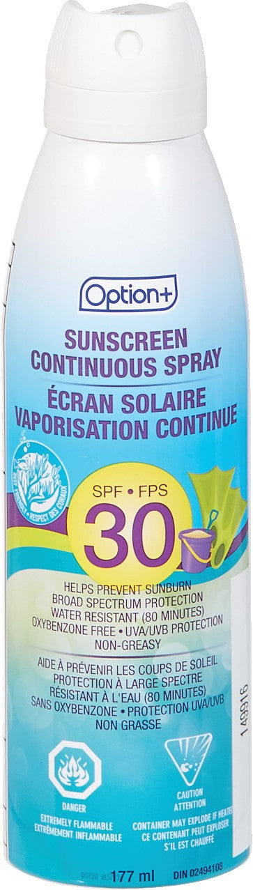 Option+ Sunscreen Continuous Spray, SPF 30 177ml