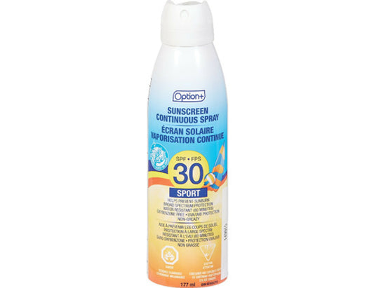 Option+ Sunscreen Continuous Spray Sport, SPF 30 - 177ml