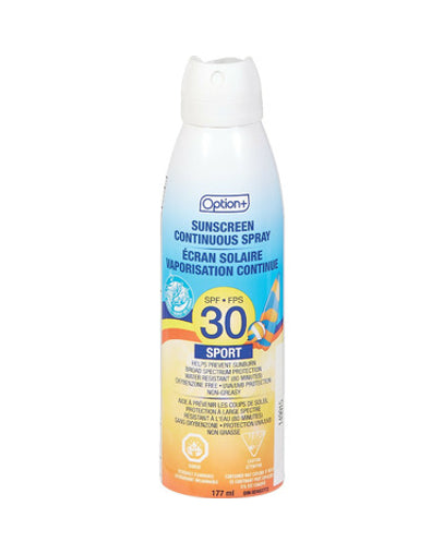 Option+ Sunscreen Continuous Spray Sport, SPF 30 - 177ml