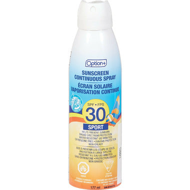 Option+ Sunscreen Continuous Spray Sport, SPF 30 177ml