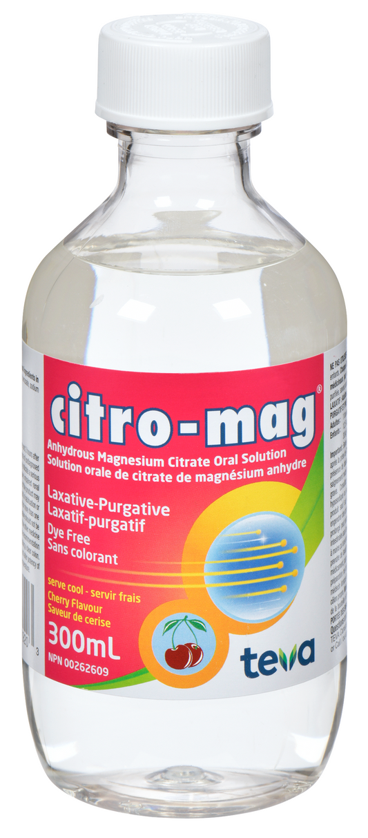 Teva Medicine Citro-Mag Laxative-Purgative Liquid, Cherry Flavour 300ml