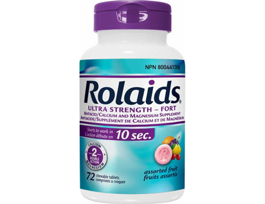Rolaids Ultra Strength Chewable Tablets, Assorted Fruits - 72 Count
