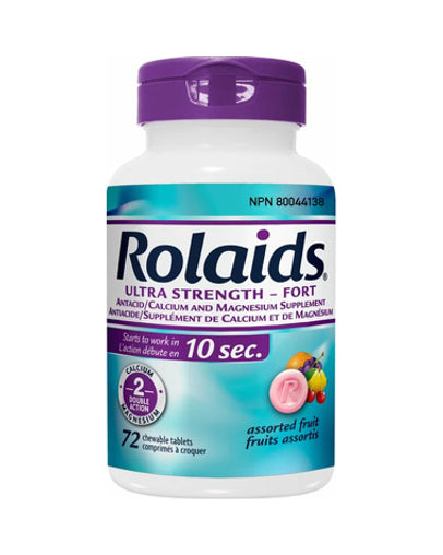 Rolaids Ultra Strength Chewable Tablets, Assorted Fruits - 72 Count