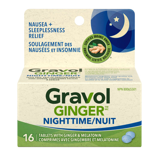 Gravol Ginger Nighttime, 16 Tablets