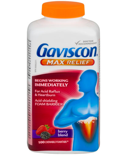 Gaviscon Max Relief, Berry Blend Chewable Foamtabs, 18 ct
