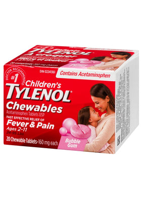 Tylenol Children’s Chewable Tablets Bubble Gum, 20 Tablets